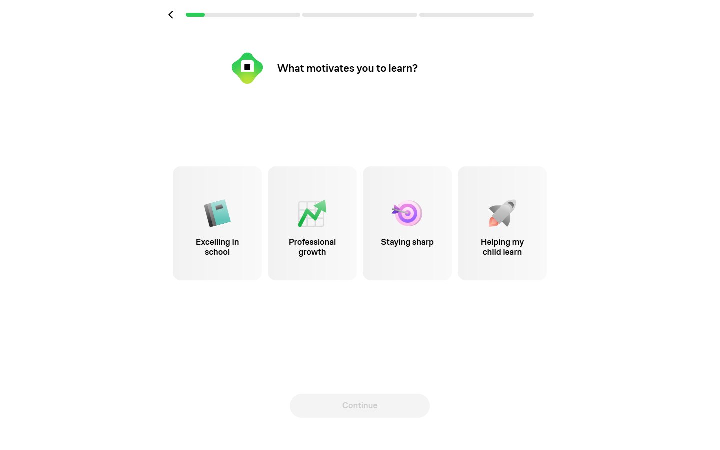Brilliant — "I'm a learner" onboarding quiz — первый шаг