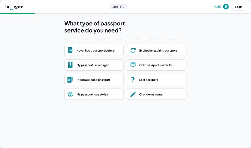 InstantMatch — Passport application flow for HelloGov — первый шаг
