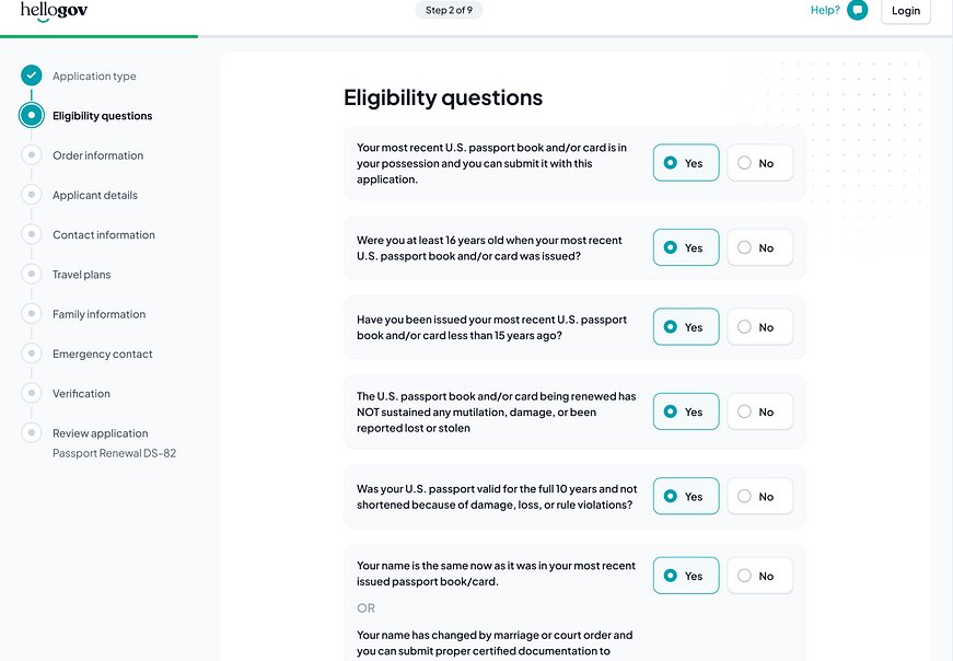 InstantMatch — Passport application flow for HelloGov — середина