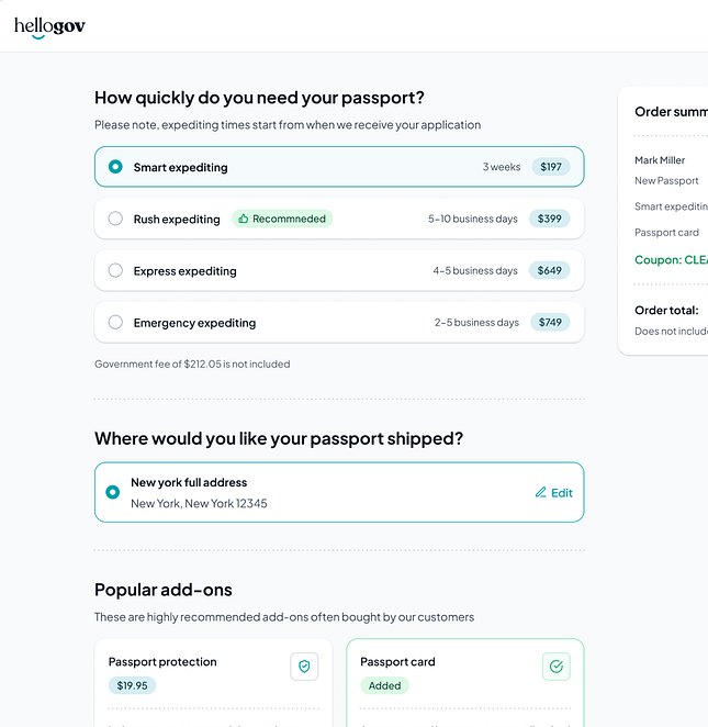 InstantMatch — Passport application flow for HelloGov — финал