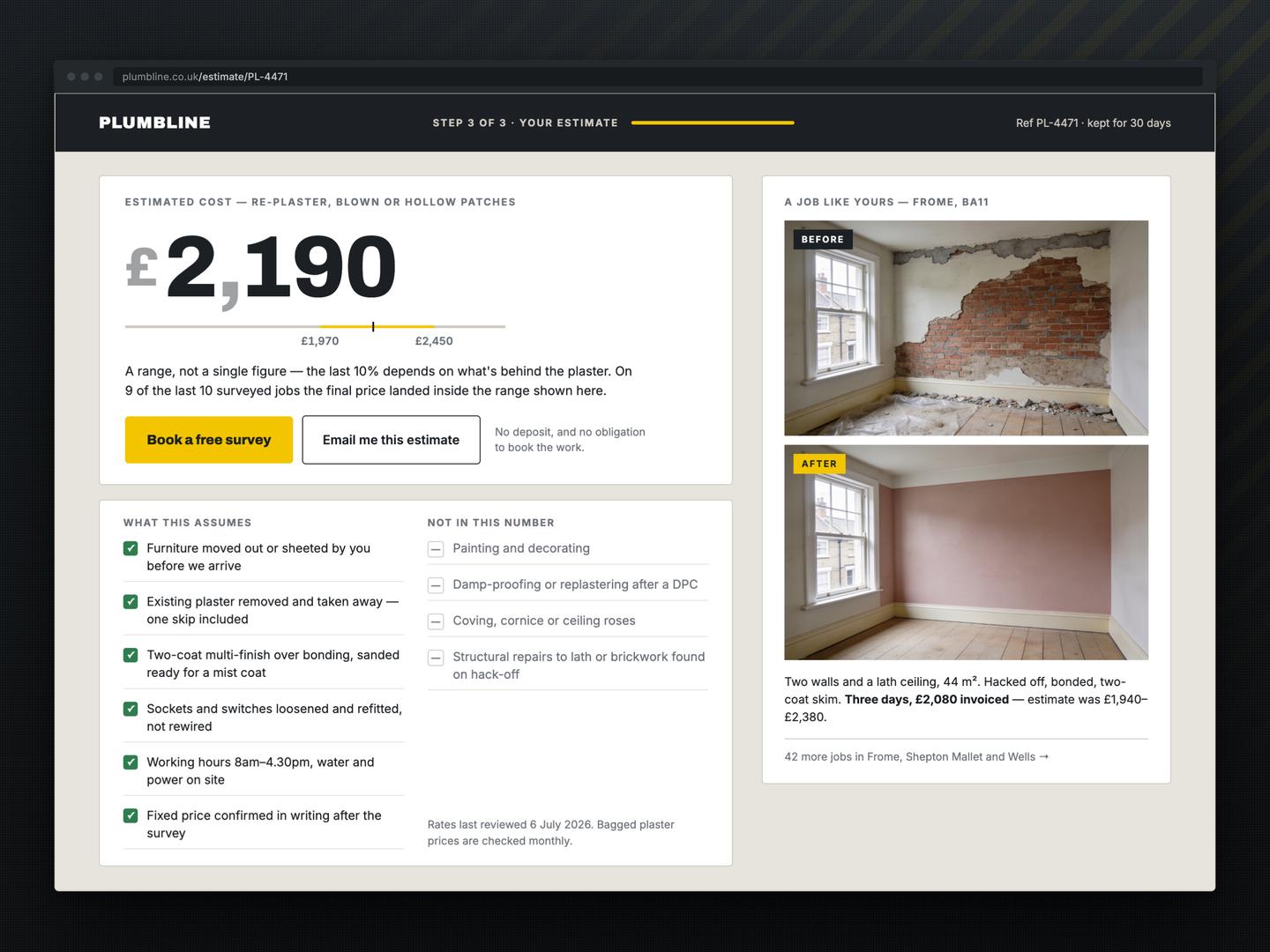 Mondaysys — Plumbline: Quote Calculator & Estimate Booking — середина