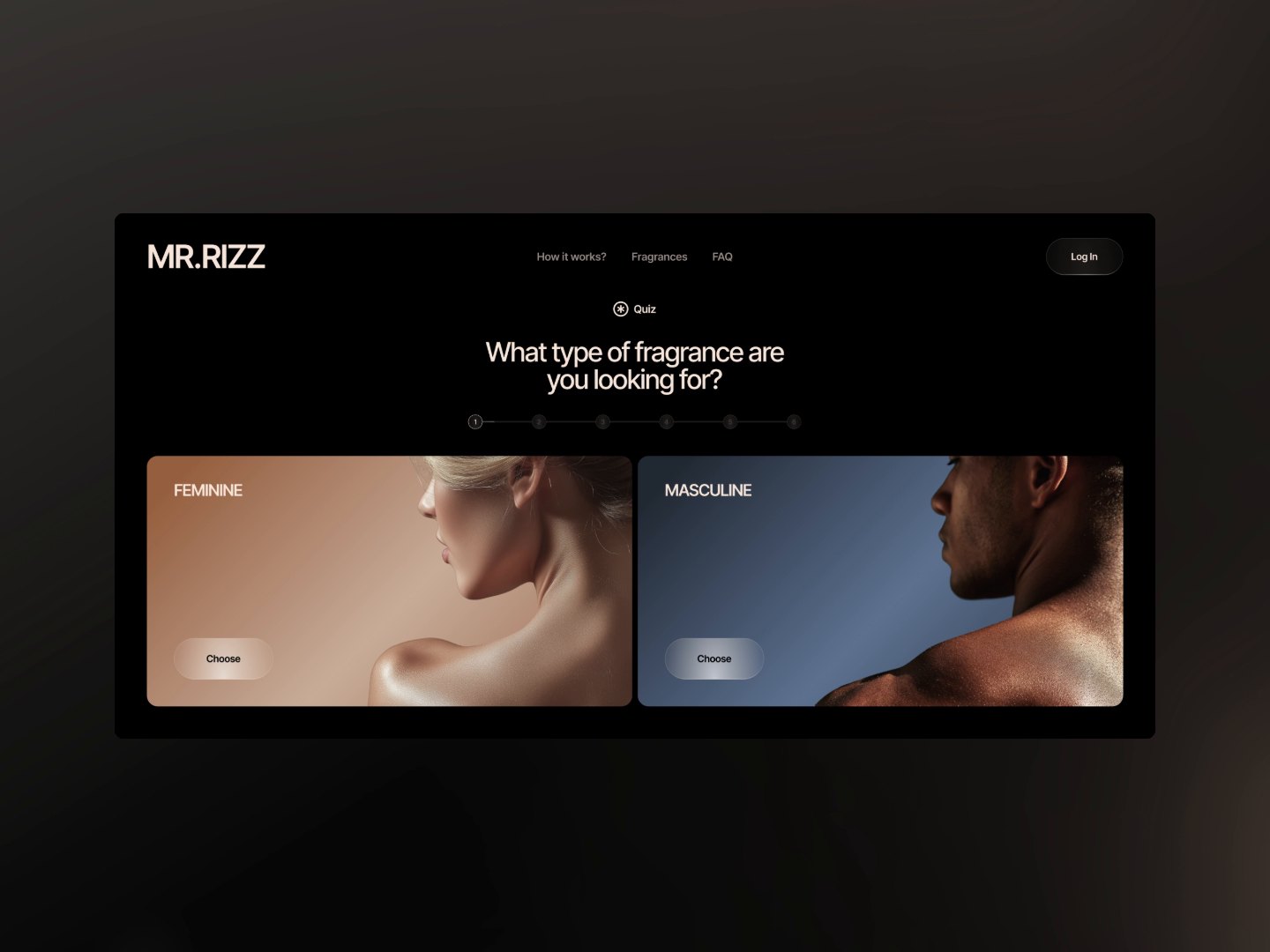 Nadnova — Scent Quiz Flow for Fragrance Brand MR.RIZZ — первый шаг