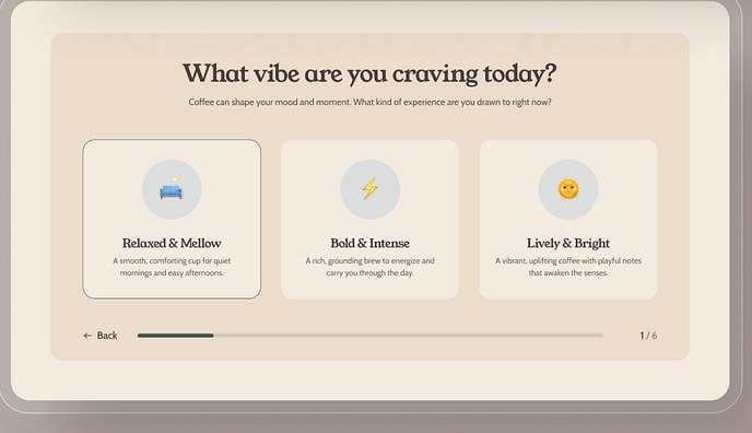 Taufiq Anshori for Nucleus UI — Coffee Roastery E-commerce UI Kit: Quiz Flow, Custom Order Page — середина