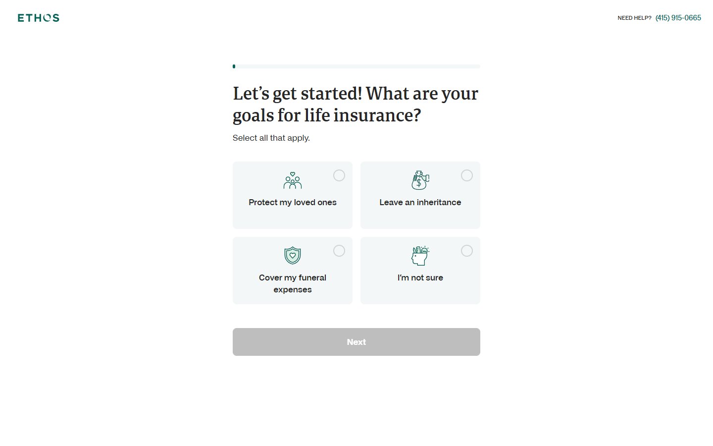 Ethos — Instant life insurance quote — первый шаг