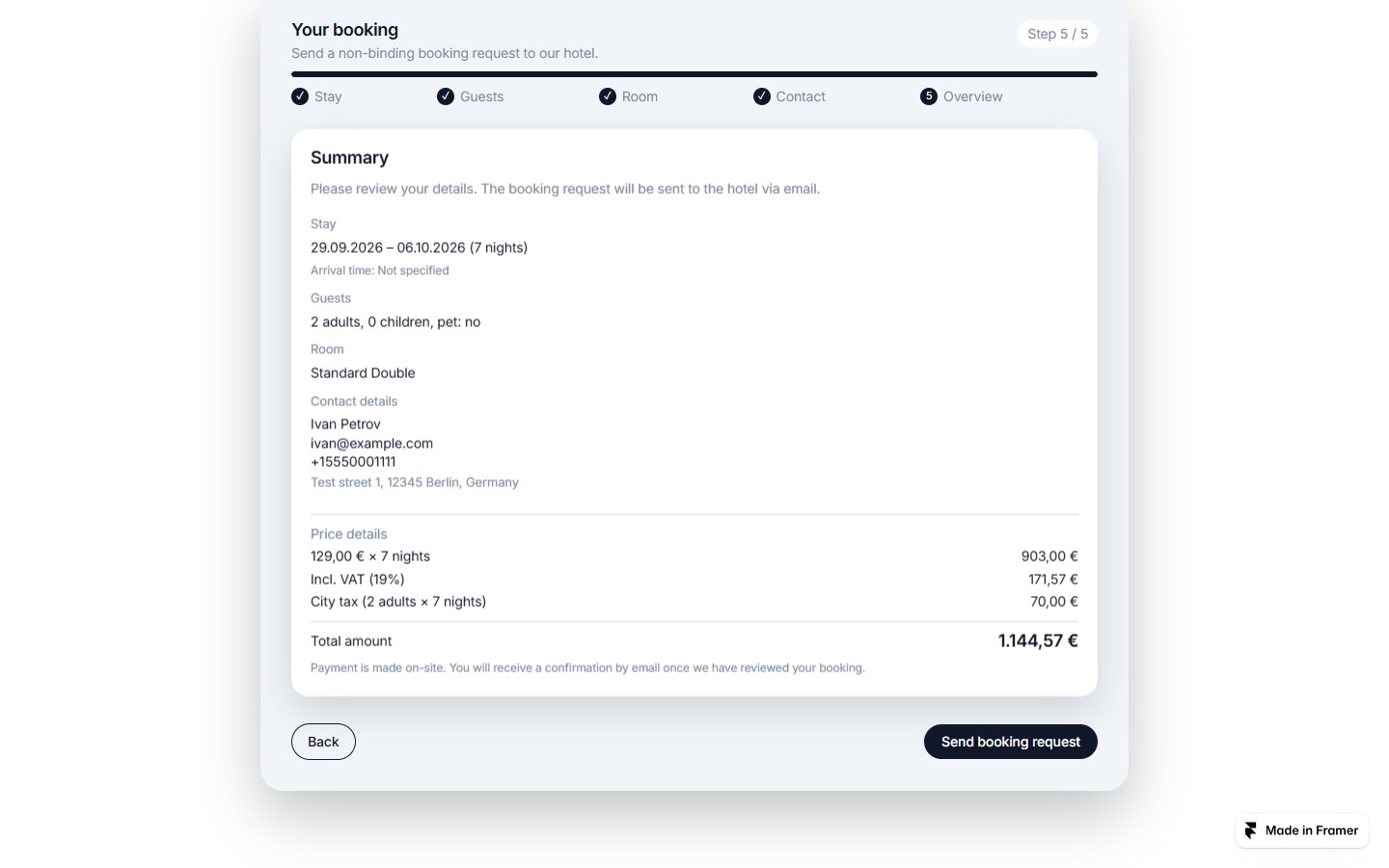 Hotel Booking Wizard (by levindbr) — preview — финал