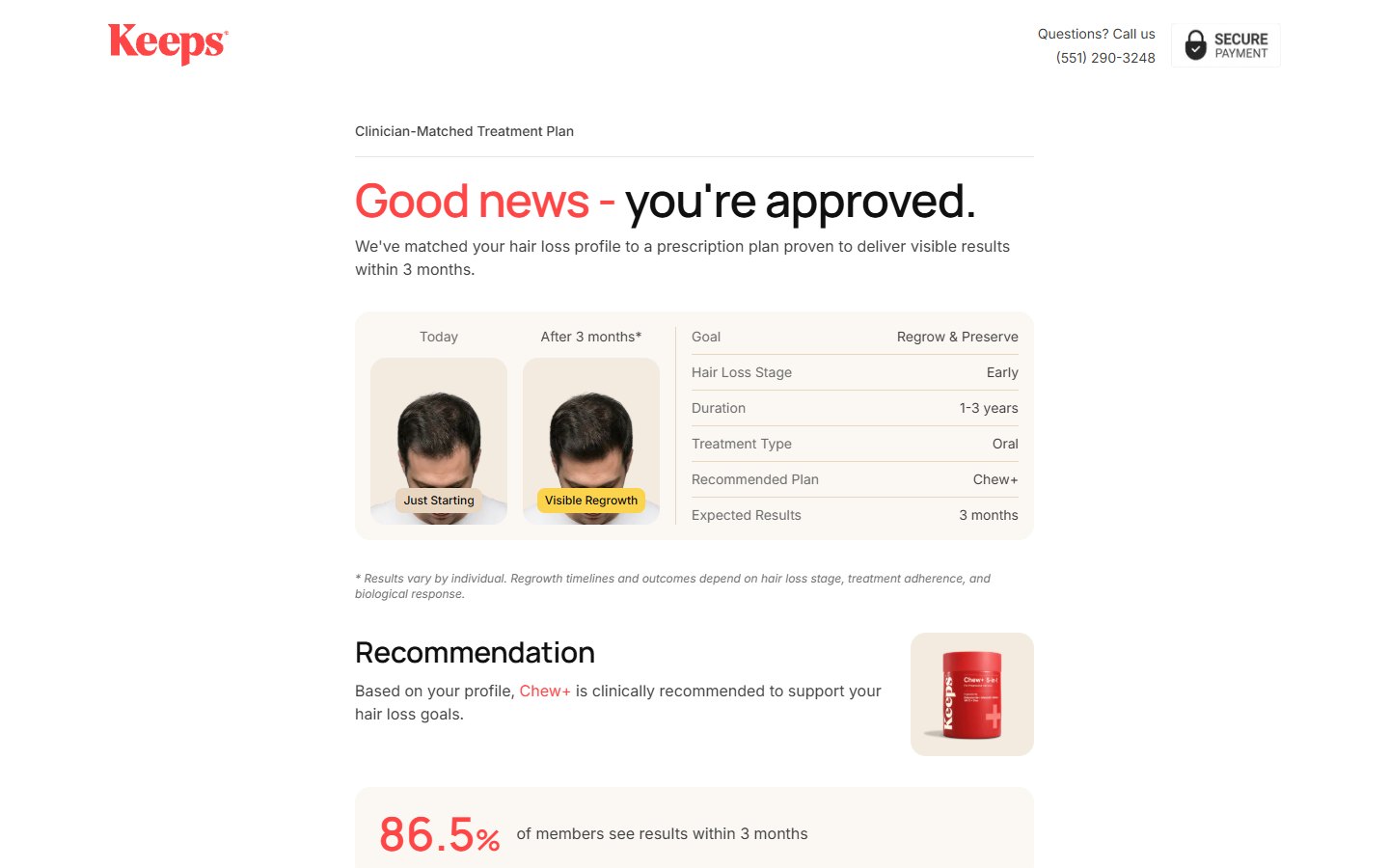 Keeps — Hair Loss Assessment Quiz — финал