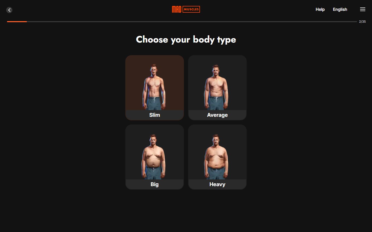 MadMuscles — Build Your Perfect Body quiz — первый шаг