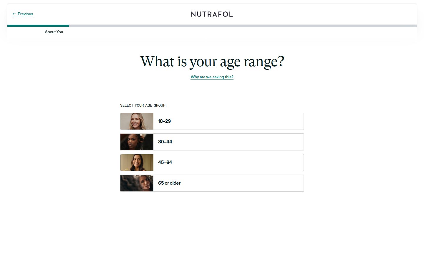 Nutrafol — Hair Wellness Quiz — первый шаг