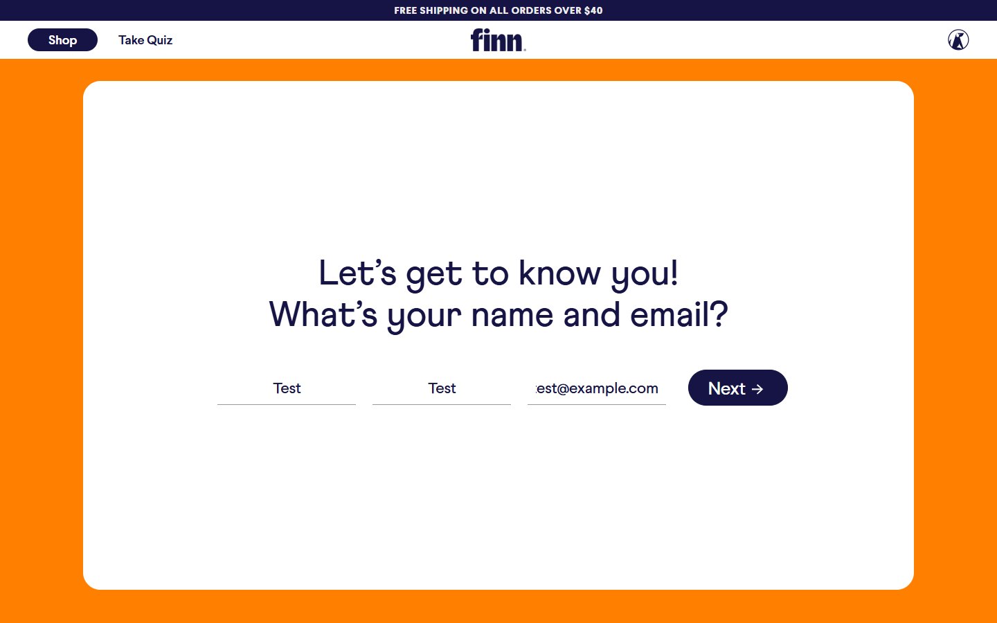 Finn — Dog supplement quiz — первый шаг