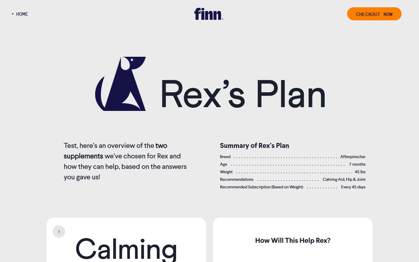 Finn — Dog supplement quiz — финал