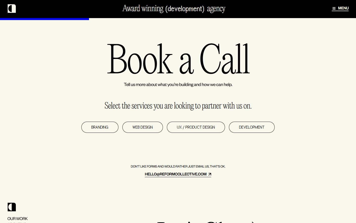 Reform Collective — Book a Call — первый шаг