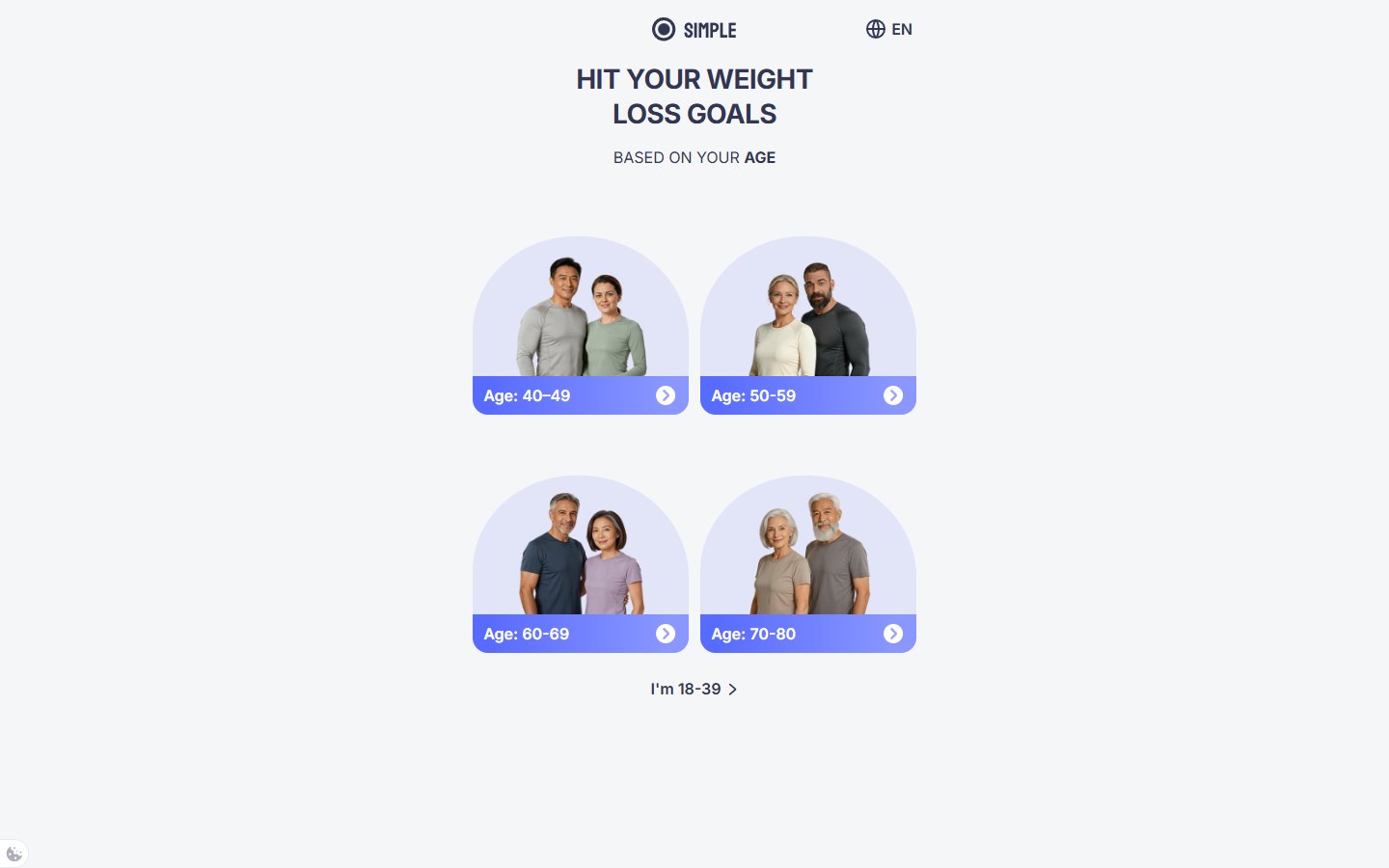 Simple — Weight Loss & Health Coaching quiz — первый шаг