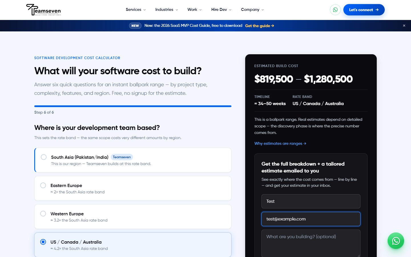 Teamseven — Software Development Cost Calculator — финал