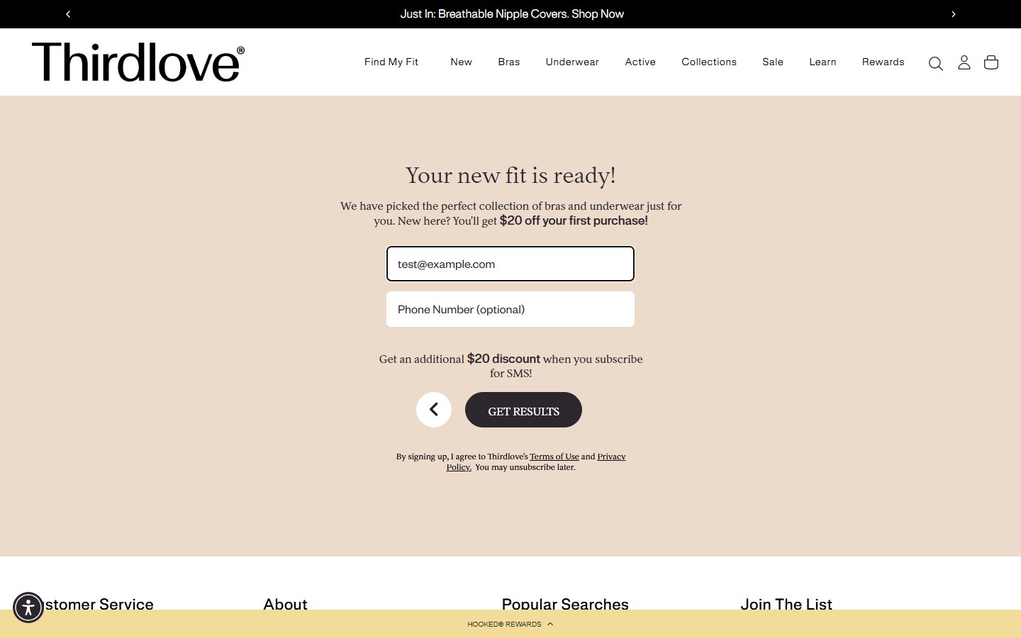 ThirdLove — Fit Finder — финал · итог скрыт за формой