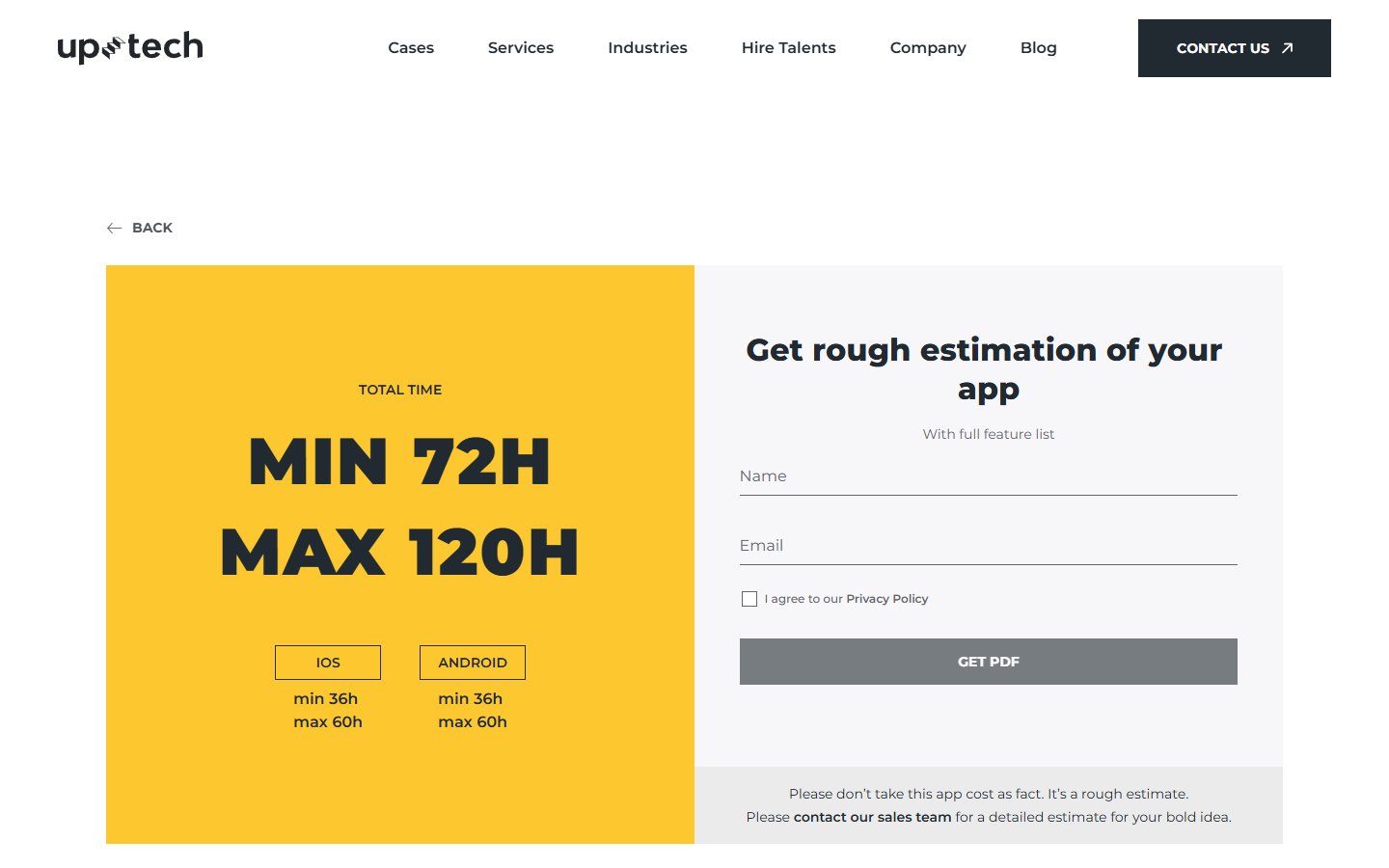 Uptech — App Development Cost Calculator — финал