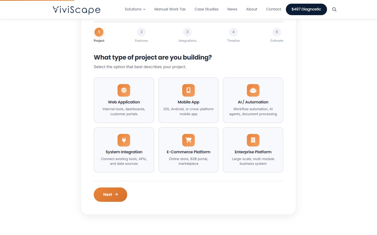 ViviScape — Software Development Cost Calculator — первый шаг