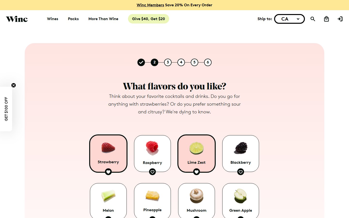 Winc — Palate Profile Quiz — середина
